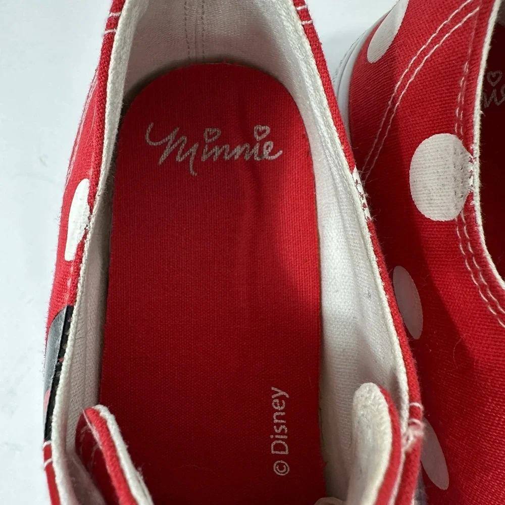 Disney Minnie Mouse Low Top Court Canvas Lace Up Polka Dot Red Sneaker Shoes 11